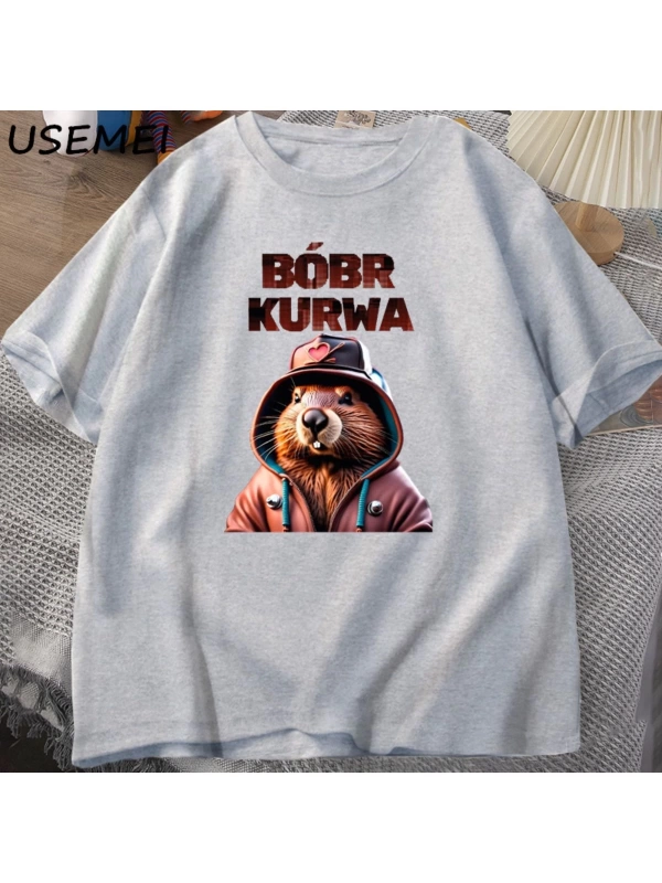 Erkekler T-Shirt adam Bober Bóbr Beaver Boberek T-Shirt pamuk karikatür grafik T Shirt Unisex