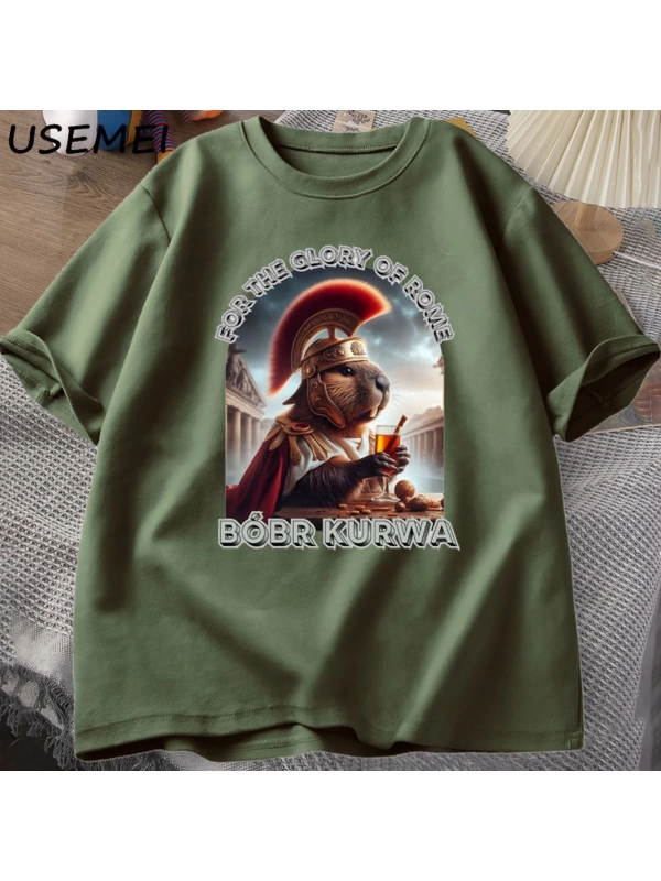 Erkekler T-Shirt adam Bober Bóbr Beaver Boberek T-Shirt pamuk karikatür grafik T Shirt Unisex