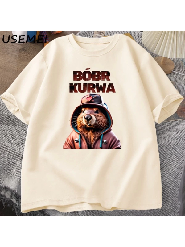 Erkekler T-Shirt adam Bober Bóbr Beaver Boberek T-Shirt pamuk karikatür grafik T Shirt Unisex
