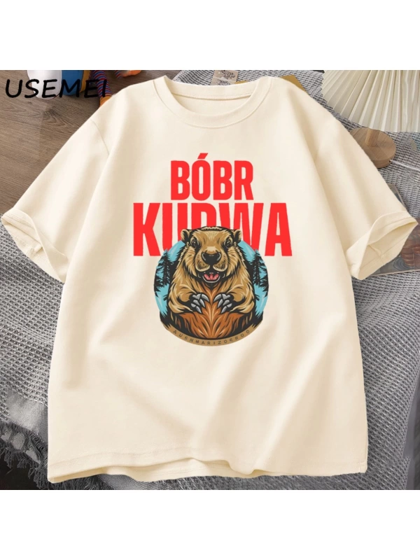 Erkekler T-Shirt adam Bober Bóbr Beaver Boberek T-Shirt pamuk karikatür grafik T Shirt Unisex