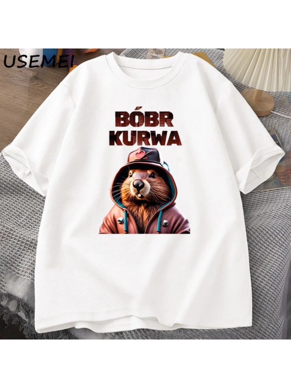 Erkekler T-Shirt adam Bober Bóbr Beaver Boberek T-Shirt pamuk karikatür grafik T Shirt Unisex