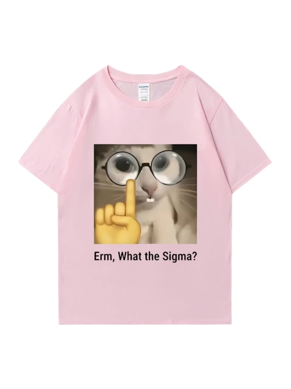 Erm, What The Sigma? Meme Funny T-Shirts Silly Cat Humor Print T Shirt Men Women Cute vintage