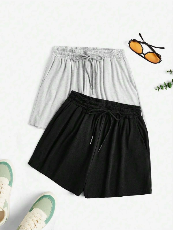 Essnce 2pcs Drawstring Waist Track Şort
