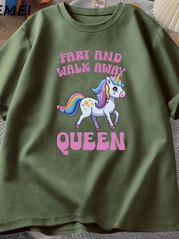 Fart and Walk Away Funny Unicorn T-shirt Casual Cotton Top for Men & Women Summer Fashion Sho 3004