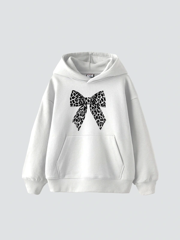 Fiyonk Leopar V2 Baskılı Oversize Unisex Premium Beyaz