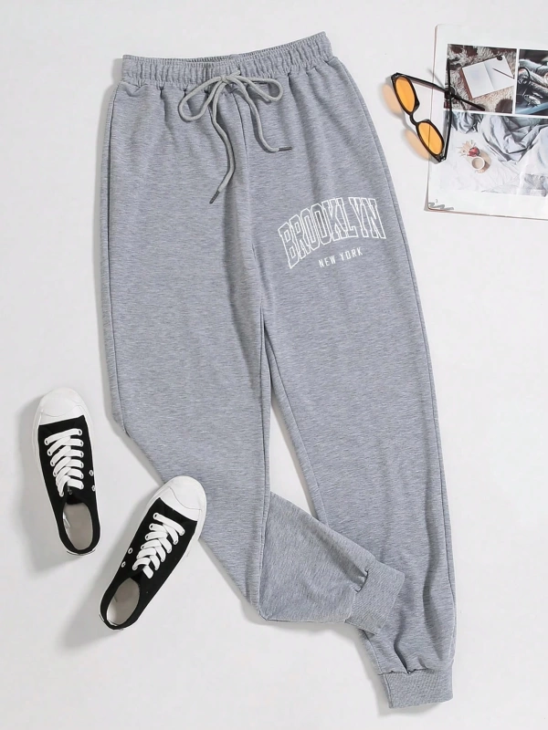 Flirla Kadın Yeni Moda Ve Minimalist Günlük Harf Baskılı Eşofman Altı