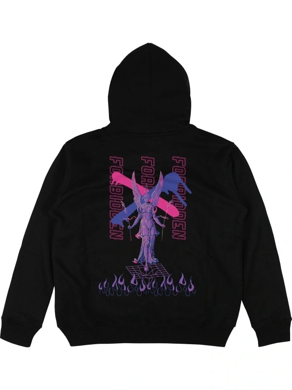 Forbidden Siyah Oversize Unisex Kapüşonlu Sweatshirt Hoodie