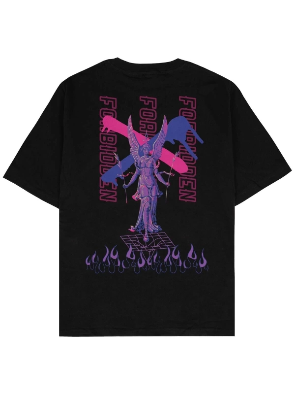 Forbidden Siyah Oversize Unisex T-shirt