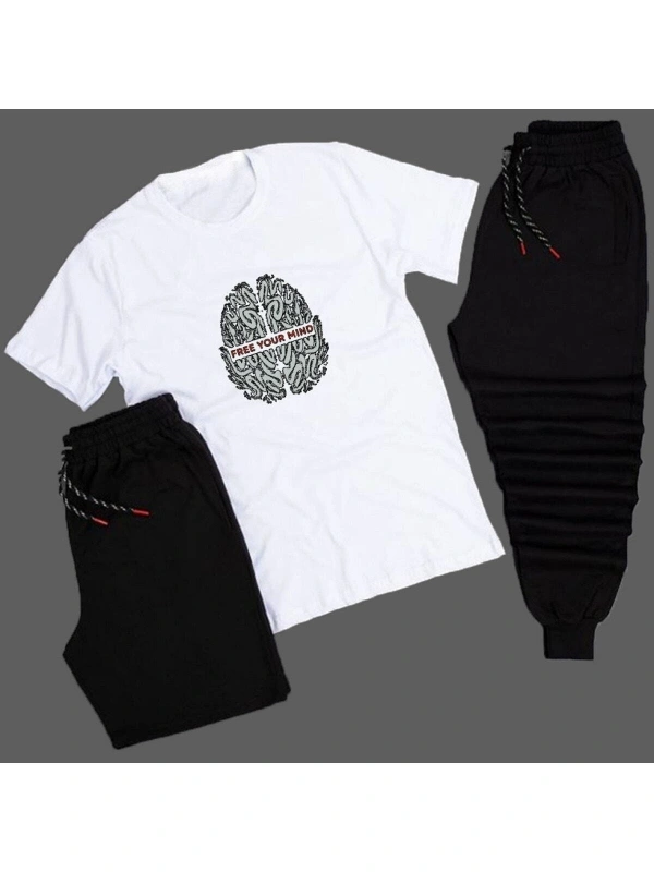 Free Your Mind Beyin Baskılı Unisex Yazlık Şort - Normal Kalıp Tişört - Eşofman Altı