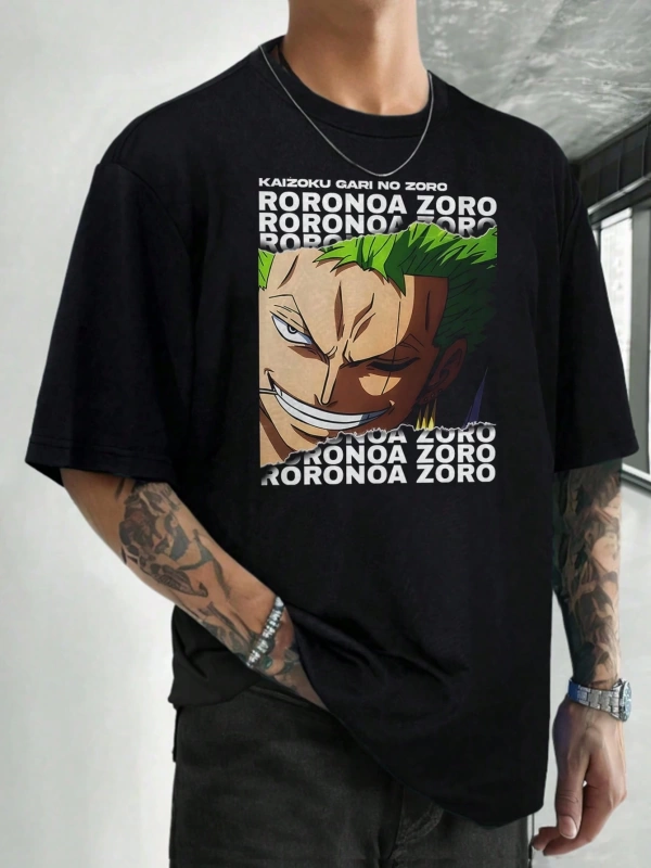 GARFIELD X SHEIN Erkek Karikatür ve Mektup Baskılı Yuvarlak Yaka Kısa Kollu Tişört, Yaz