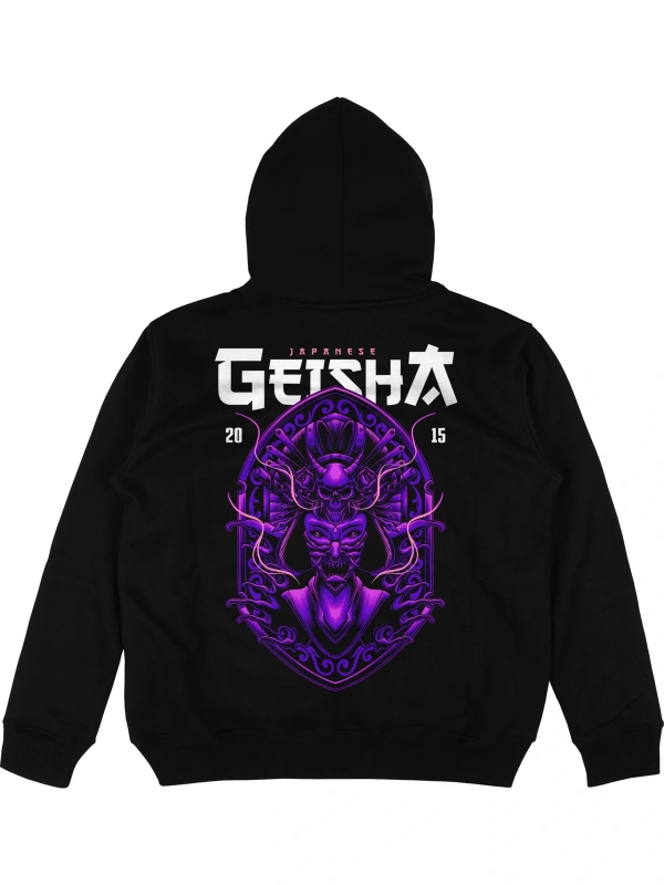 Geisha v2 Oversize Unisex Kapüşonlu Sweatshirt Hoodie Siyah