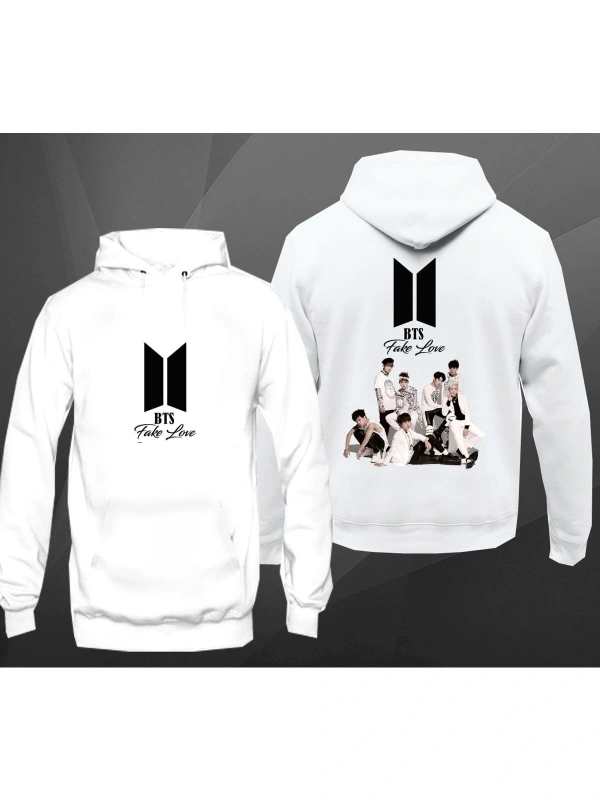 Genshin Oyun Grafik Baskılı Unisex Kapşonlu Hoodie 12778 Beyaz