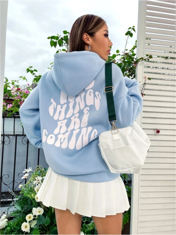 GOOD Renkli Özel Seri Oversize Kapüşonlu Sweatshirt BEBE MAVİ