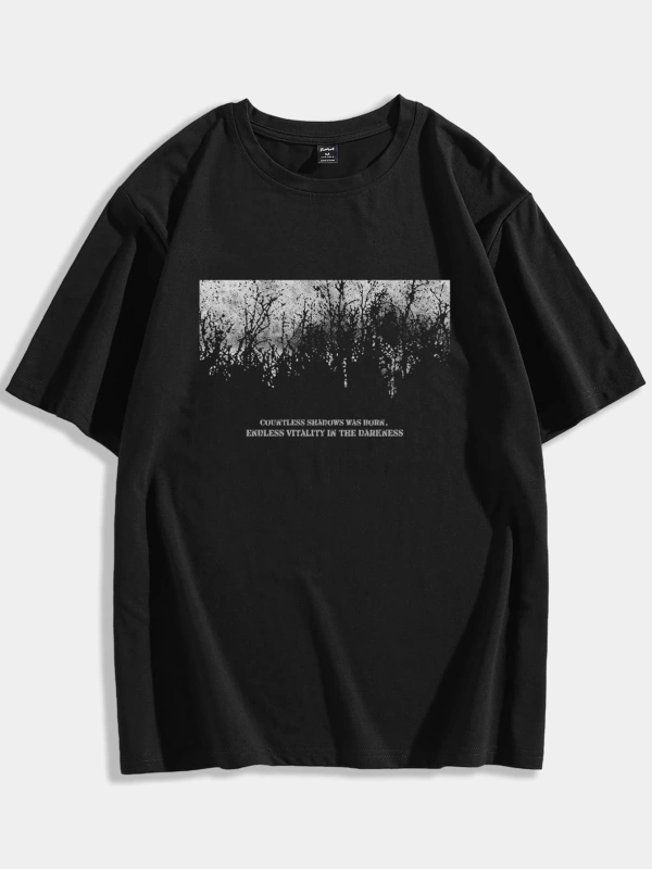 Goth Erkek Pamuklu Slogan Grafik Tişört, Okul