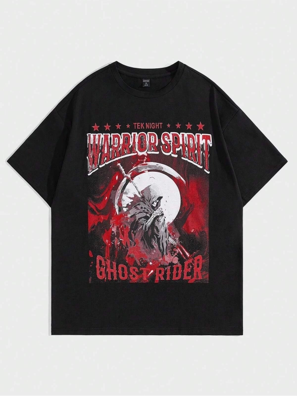 Goth Guys Mektup ve Kafatası Baskılı Harajuku Style