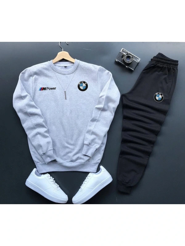 Gri Arba logo Dijital Baskılı Kışlık UNİSEX Eşofman Takımı