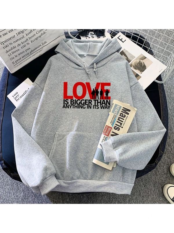 Gri Aşk yolunda her şeyden daha büyüktür Hoodies Rock Band U2 Hip Hop larle