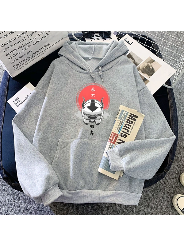 Gri Avatar son Airbender baskılar Hoodie pamuk yumuşak yüksek Casual
