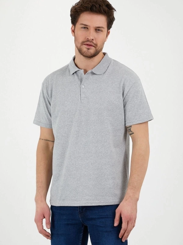 Gri Dar/slim Fitt Polo Yaka Tshirt