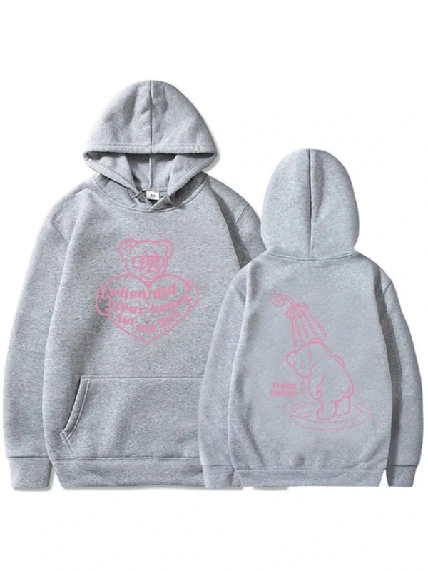Gri Kalbin ne zaman bana izin verdi Hoodies teddy-swims rapçi grafik