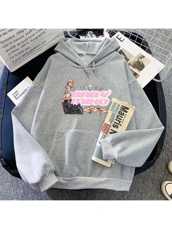 Gri kıcı genç Miko BabyMiko Hoodies Hip Hop grafik Clothin