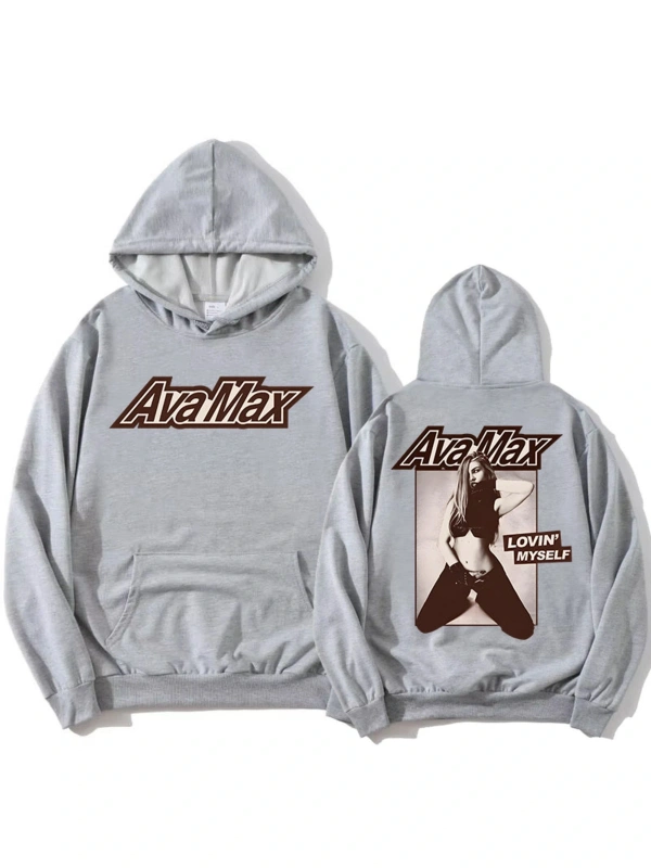 Gri Lovin Myself Hoodie Ava Max Tıklamayın Oyun Albümü l