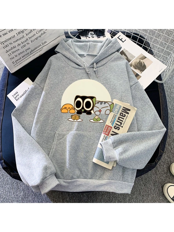 Gri Luo Xiao Hei Kedi Karikatür Kawaii