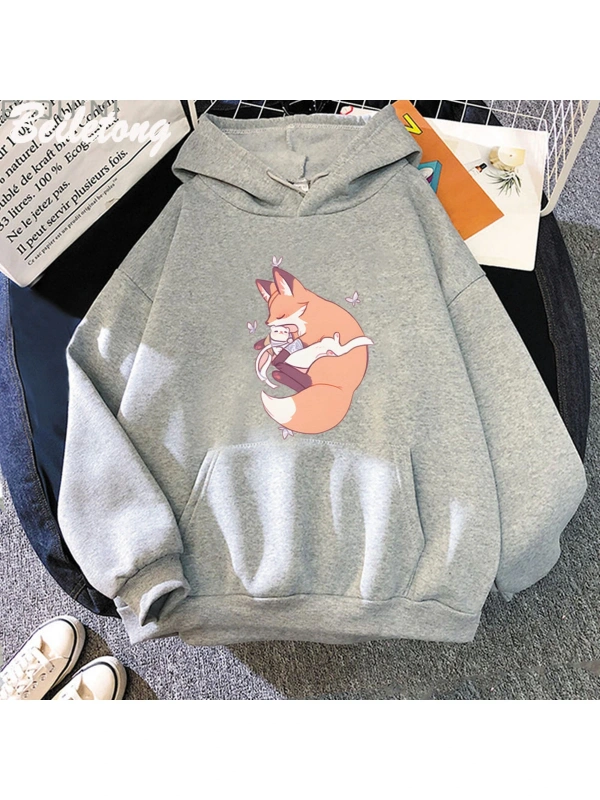 Gri TGCF Hualian Kedi Kawaii Karikatür Baskılı Cennet Yetkilileri Nimet Sudade