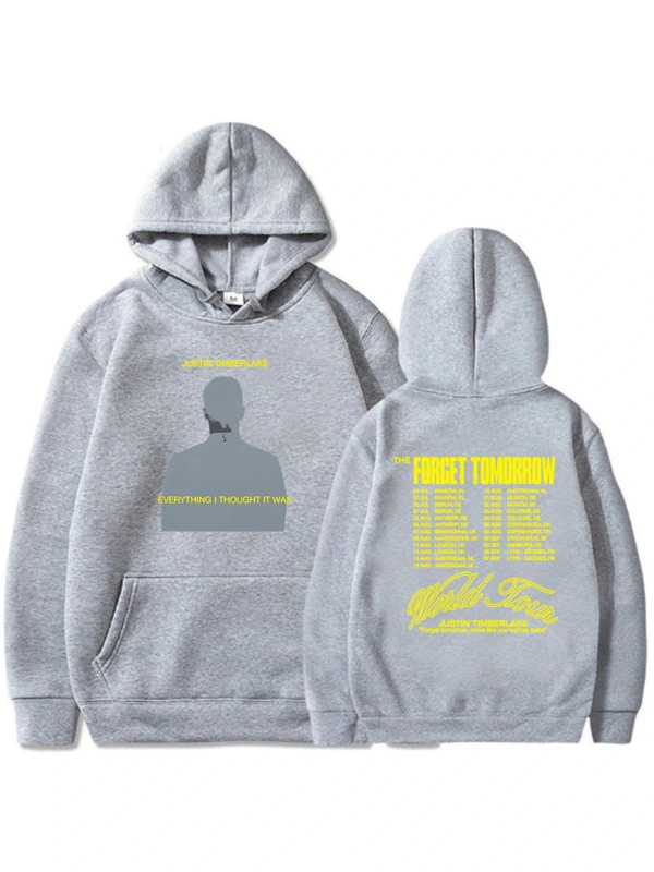 Gri Unisex Baskı justin-timberlake yarın dünya turu ağır zihinsel Sudaderas Hombre
