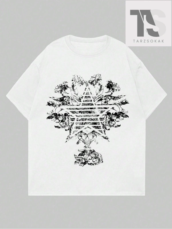 Grunge Punk Erkek Yıldız Desenli Bol Kesim T-Shirt