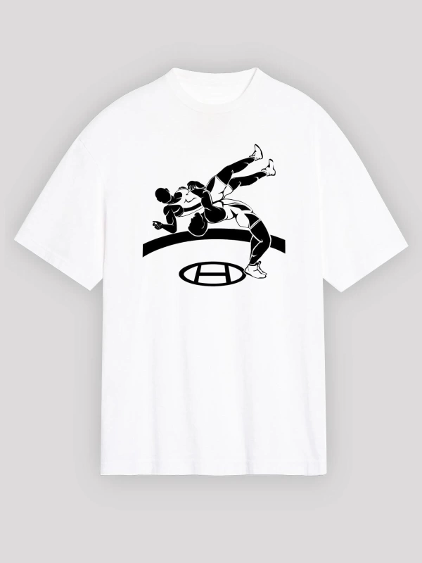 Güreş Beyaz Unisex Oversize Tişört T-shirt
