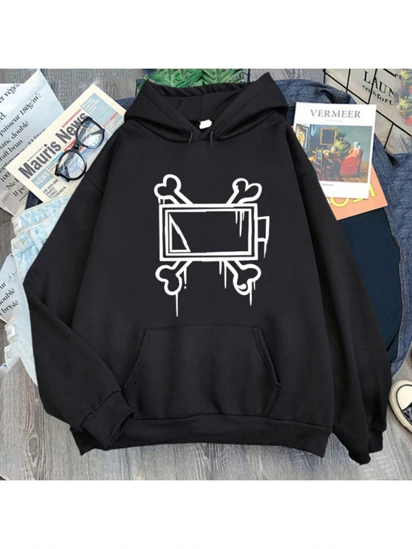 Harajuku erkek Hoodie MURDER DRONES Kapüşonlular Baskı Uzun Kollu at Bahar Sonbahar ak