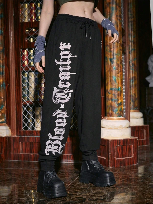 Harry Potter | Letter Graphic Drawstring Waist 4 Mevsim Eşofman