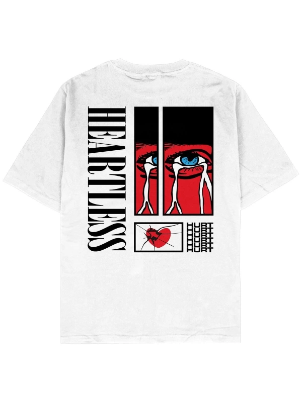 Heartless Beyaz Oversize Unisex T-shirt