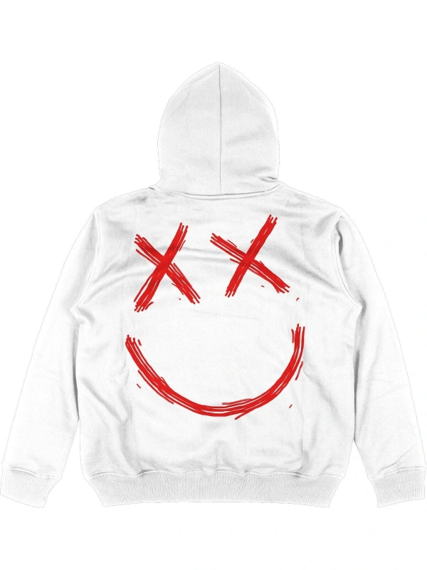 Hellboy Beyaz Oversize Unisex Kapüşonlu Sweatshirt Hoodie