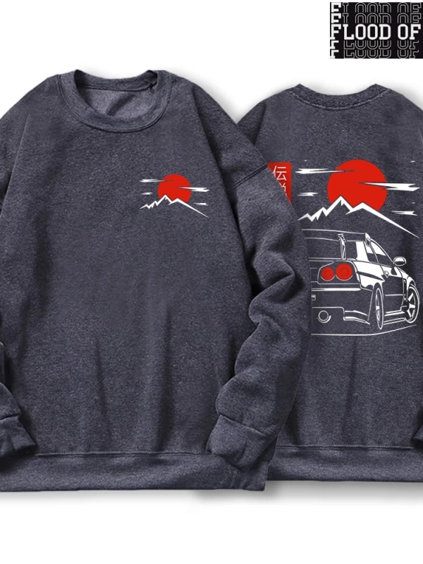Hip Hop Harajuku Vintage Tarzı  Araba  Kültür Gtr  Gri