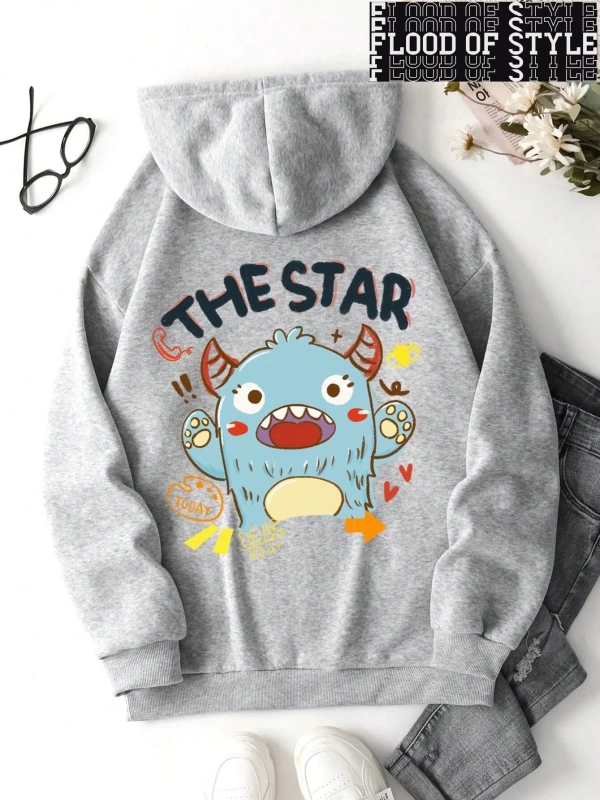 Hip Hop Harajuku Vintage Tarzı  Bugünün yıldızı biraz buzağı  Gri