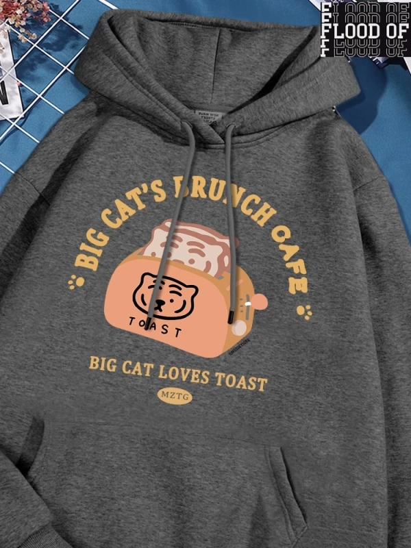 Hip Hop Harajuku Vintage Tarzı  Kedi ekmek makinesi komik  Gri