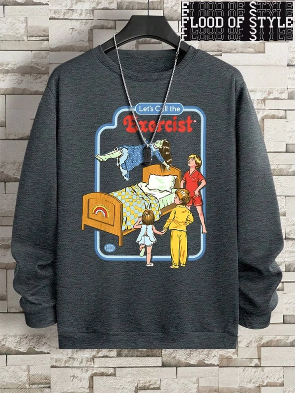Hip Hop Harajuku Vintage Tarzı  LetS Call The Exorcist  Gri
