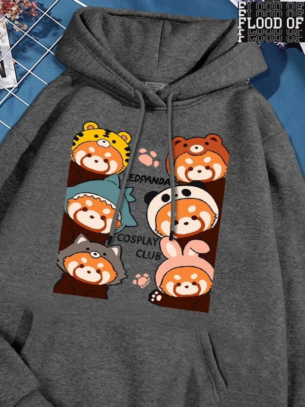 Hip Hop Harajuku Vintage Tarzı  Redpanda Cosplay kulübü Gri