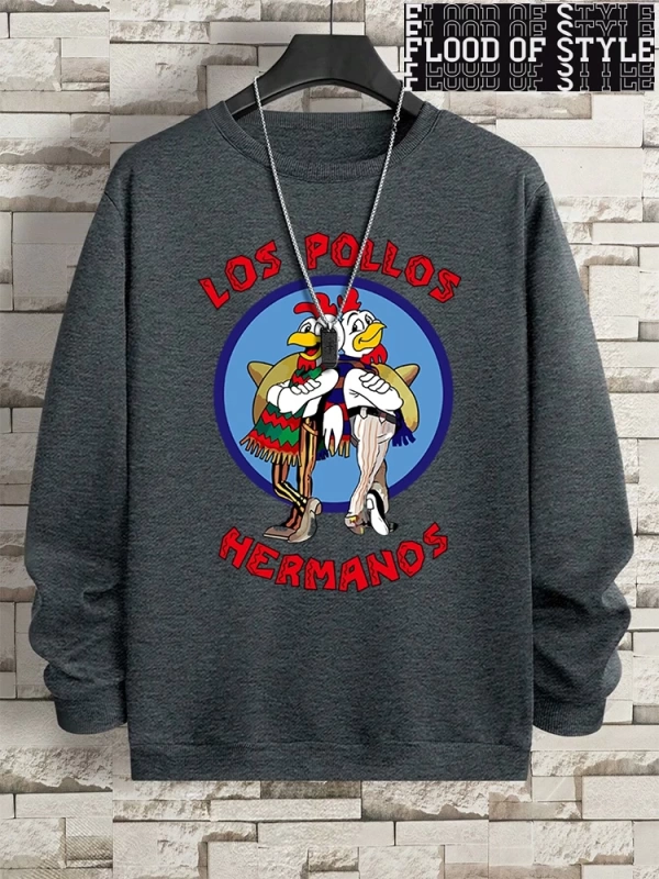 Hip Hop Harajuku Vintage Tarzı  Tavuk Kardeş Komik  Gri
