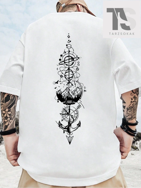 Homme Erkek Sırt Baskılı Düşük Omuz T-shirt