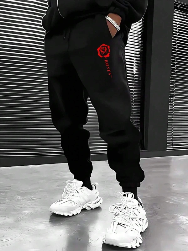 Hypemode Floral & Letter Graphic Drawstring Waist Eşofman Altı