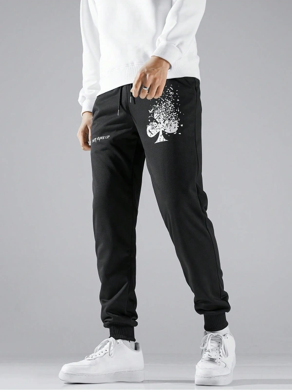 Hypemode Slogan Graphic Drawstring Waist Eşofman Altı