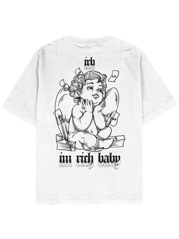 I Am Rich Baby Beyaz Oversize Unisex T-shirt