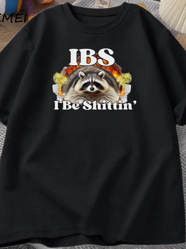 IBS Ben Shittin Rakun TErkekler Karın Ağrısı Survivor T-shirt erkek Kısa Kollu T-shir 3012
