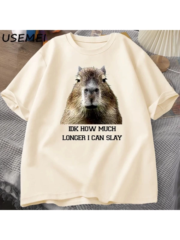 IDK ne kadar uzun ben Capybara komik Tshirt Slay eğilimleri Slay Retro hayvan T-shirt erkekle