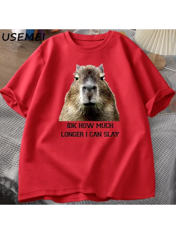 IDK ne kadar uzun ben Capybara komik Tshirt Slay eğilimleri Slay Retro hayvan T-shirt erkekle
