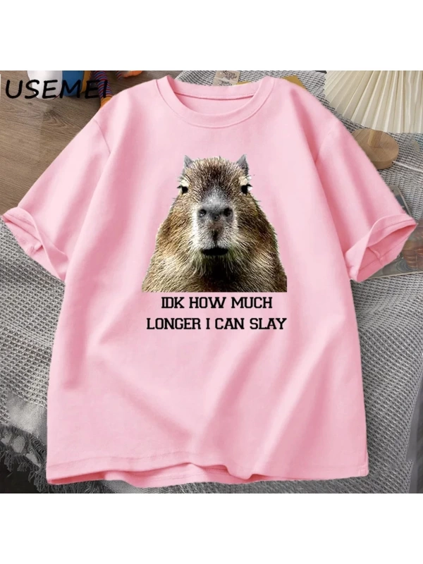 IDK ne kadar uzun ben Capybara komik Tshirt Slay eğilimleri Slay Retro hayvan T-shirt erkekle