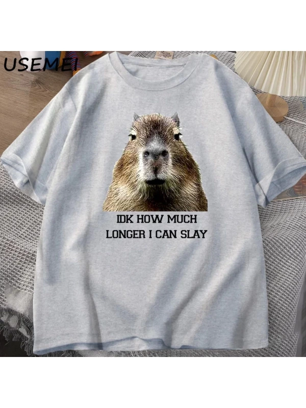 IDK ne kadar uzun ben Capybara komik Tshirt Slay eğilimleri Slay Retro hayvan T-shirt erkekle